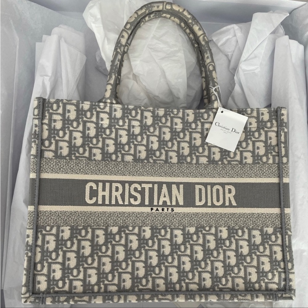 DIOR Small Light Grey Oblique Book Tote